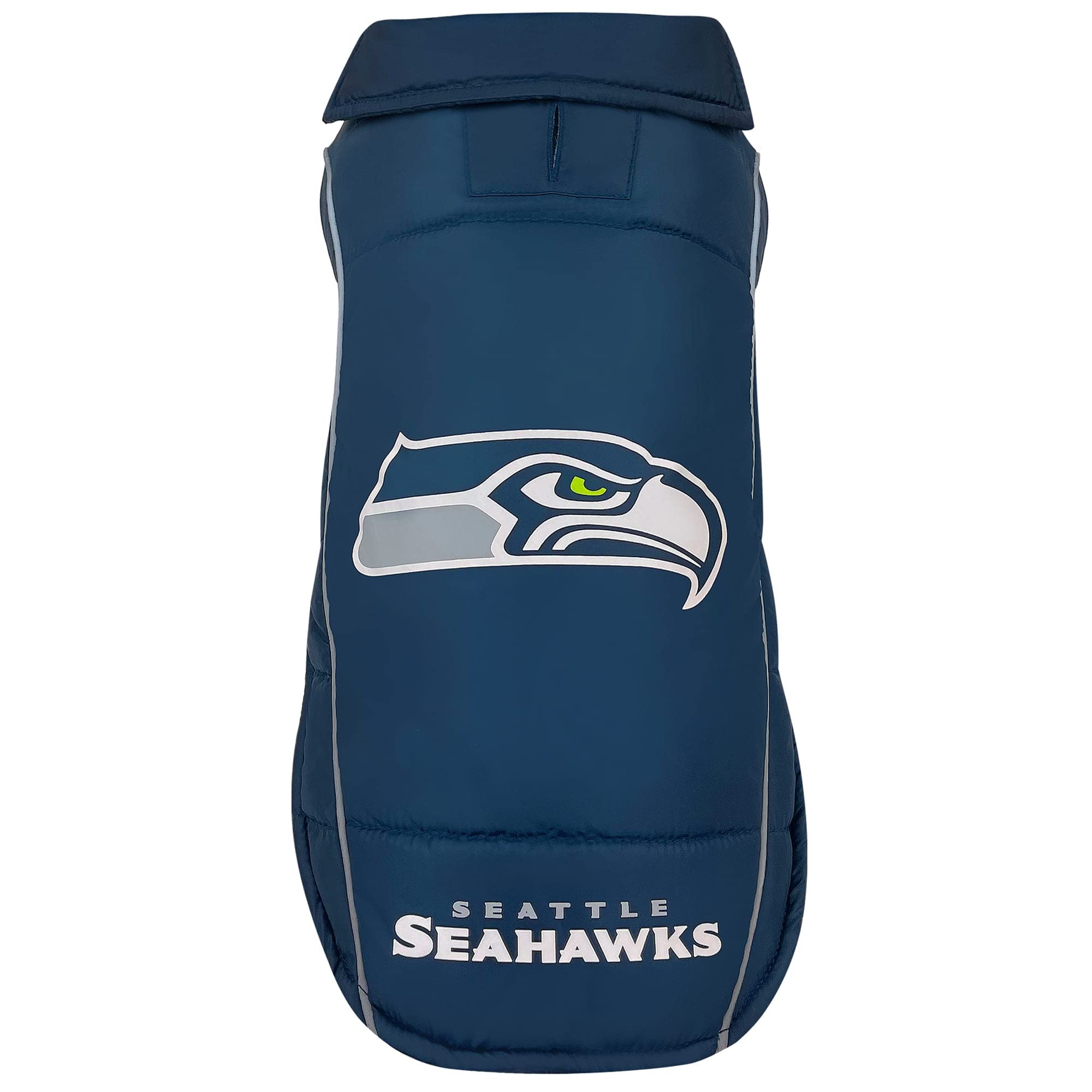 Nfl Seattle Seahawks Puffer Vest For Dogs & Cats, Size Medium. Warm, Cozy, And Waterproof Dog Coat, For Small And Large Dogs/Cat